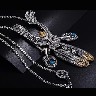 China Male Personality A FASHIONABLE Eagle Style Star Same Paragraph Silver Vintage Feather Design New Pendant Set Necklaces for sale