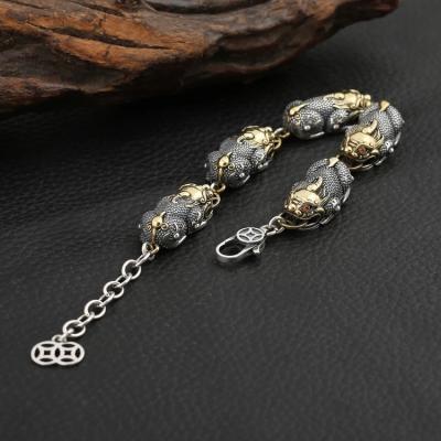 China Lucky Gathering Men's Bracelet Chinese Retro New Style Silver Personalized Jewelry Accessory for sale