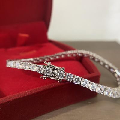 China BOHIME 2020 New High Carbon Diamond Bracelet 3.75mm Sterling Silver Plated Diamond Row 18K White Gold Full Diamonds for sale