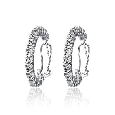 China Female Jewelry New S925 Sterling Silver Inlaid 4.0 Diamond Simple Earrings Fashion BOHEMIA Mujing All-match High Carbon Jewelry 2020 for sale