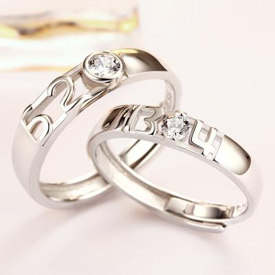 China Western Style S925 Silver 520 Gift Jewelry European and American Fashion Valentine's Day Opening 1314 Couple Adjustable Ring for sale