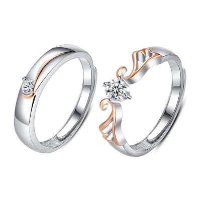 China Western style Japan and South Korea couple ring S925 simple silver ring in pairs of live mouth adjustable marriage proposal to send girlfriend for sale