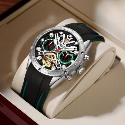 China Power Reservation GuanQin Most Goods OEM Moon Phase Tourbillon Month Week Skeleton Mechanical Watches For Men for sale