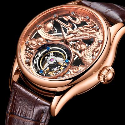 China OEM High Grade Automatic Chinese Tourbillon Real Factory Date Mechanical Watch With Genuine Leather Wrist Watches for sale