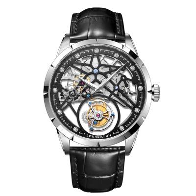 China Genuine Movt OEM Automatic Mechanical Custom Double Logo Date Tourbillon Flying Watch For Men for sale