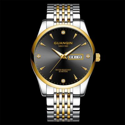 China New Low MOQ GuanQin Automatic Date Men's Stainless Steel Quartz Watch With MIYOTA Movement for sale