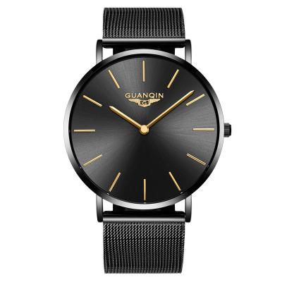 China Original Day/Date GuanQin Brand Factory Mesh Belt Fashion Watches Men Wrist for sale