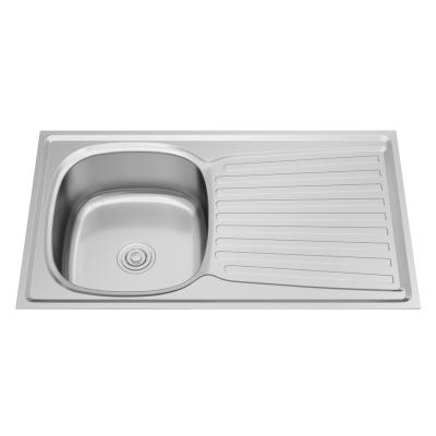 China Without Faucet 304 Stainless Single Bowl Kitchen Sink Plug And Play With Drain Panel for sale