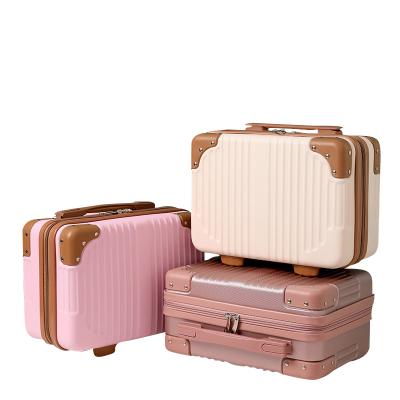 China Universal Wheel Small Suitcase Portable Female Cute Mini Cosmetic Case 14 Inch Small Suitcase Luggage Storage Bag for sale