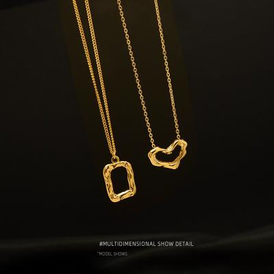 China New Trendy Trendy Jewelry Fashion Popular Gold Plated Hollow Stainless Steel Heart Pendant Necklace for sale