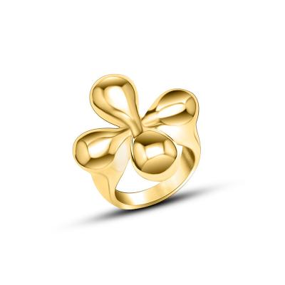 China CLASSIC 18K thick women's finger punk flower PVD jewelry titanium steel ring for sale