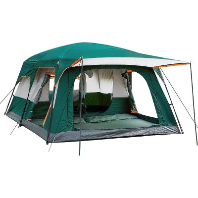 China Camouflage Play/Field Extra Large 12 Person Family Cabin Tents 2 Rooms, Straight Wall 3 Doors & Double Layer Waterproof for sale