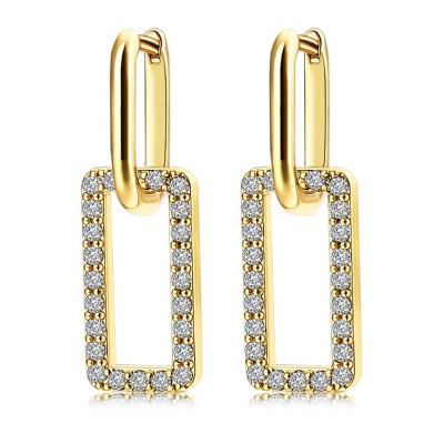 China New Romantic Geometric Large Trapezoid Emboss Piercing Dangle Metal Square Drop Earrings For Women for sale