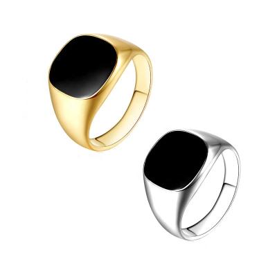 China Hiphop 18k Gold Plated Women's Ring Minimalist Enamel Jewelry Popular Adjustable Ring Stainless Steel 5g Dome Design Rings Jewelry Alloy for sale