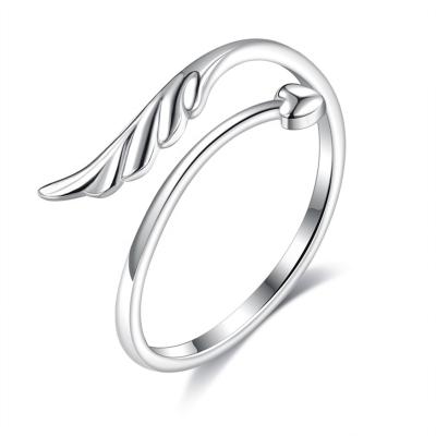 China 925 Sterling Silver Romantic Angel's Protection Ring For Couples for sale