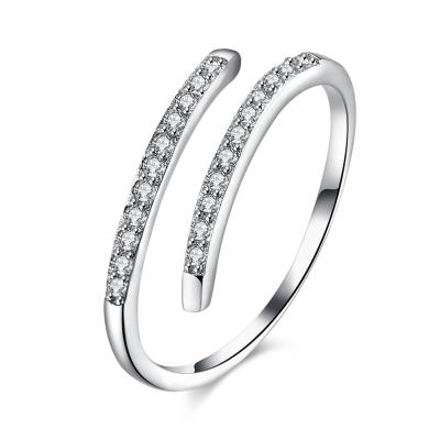 China Romantic 925 Sterling Silver Rings Crytal Diamond Ring For Women Adjustable Size for sale