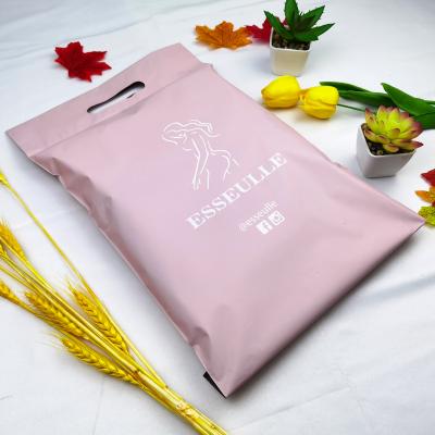 China High Quality Custom Strong Adhesive Lightweight Ads Adhesive Pink Logo Pink Logo Plastic Mailing Mailing Bags With Handle for sale