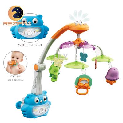 China Toy Professional Manufacturer Blue Abs Soothing Toy Bell Musical Rattle Bed Baby Sleep Projection for sale