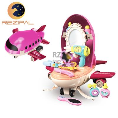 China Mini Pretend Play Toy Accessories Girls Toys Beauty Set Child Toys Salon 2 In 1 Airplane Car for sale