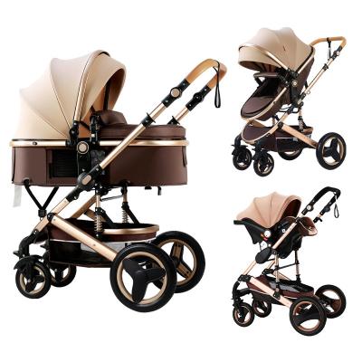 China Reversible High Landscape 3in1 Baby Stroller Safety Seat Basket Sit Lie Down Fold Two Way Damping Baby Stroller for sale