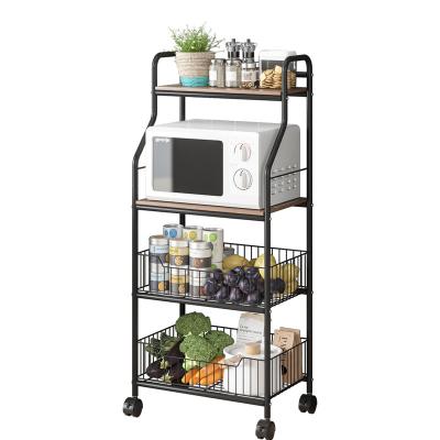 China Wholesale KD Package 4 Layers Rack Floor Standing Wire Bin Shelf For Kitchen Storage for sale