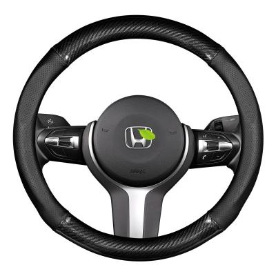 China Perfectly Fit 2022 New Style Luxury Fashion Durable 38cm Universal Carbon Fiber Car Steering Wheel Cover for sale