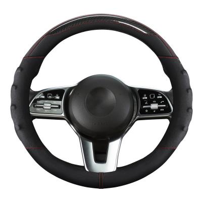 China Perfectly Fit Steering Wheel Covers Breathable Silicone Car Handle Cover Silicone Sheepskin Wool Carbon Fiber Car Wheel Covers Manufacturer for sale