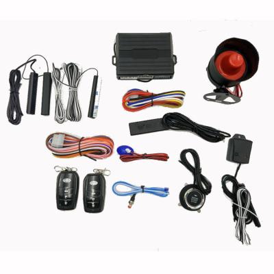 China Passive Keyless Entry Anti-Hijacking PKE Smart Keyless Entry Car Alarm System with One Touch Push Engine Start Button Shock Sensor for sale