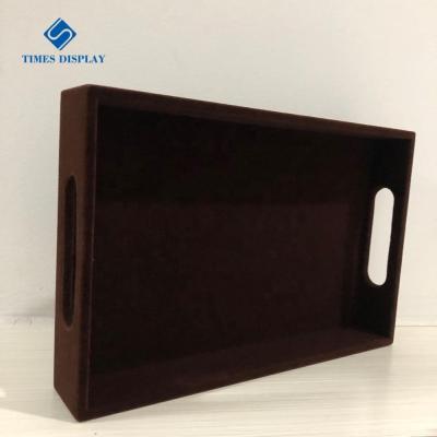 China MDF & Velvet Custom Design Retail Brands Store Stackable Jewelry Counter Display With High Quality Velvet Cover for sale