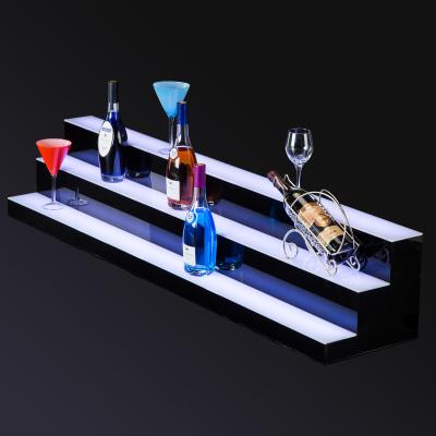 China Club LED Liquor Bottle Shelf Wine Rack Bar Supply Acrylic Whiskey Display Stand for sale