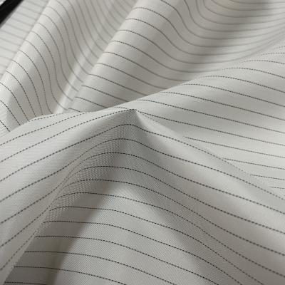 China Conductive 100% Polyester Anti-Static Twill Stripe Fabric Used For Working Clothes for sale