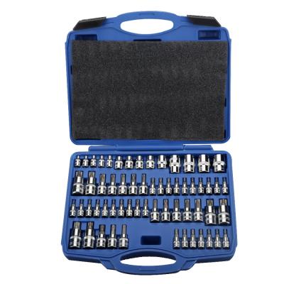 China 60PC Wrench 1/4 Torx Bit 3/8 1/2 Drive E Drive Socket And Plus Torx Socket Bit Set Tool Kit for sale