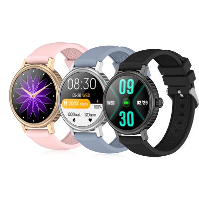 China New Touch Screen OEM Design High Quality Stylish Ladies Pink Feminine Women Sport Fitness Circle Round Smart Watch for sale