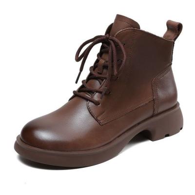 China Deodorization 2023 Autumn and Winter New Soft Leather Martin Boots Women's Fashionable Flat Fleece-lined Short Boots Women's Boots for sale