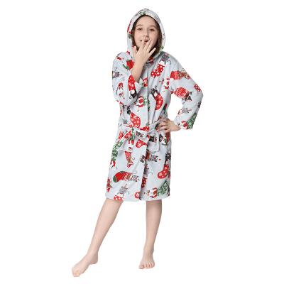 China Winter Wearable Children Printed Christmas Soft Flannel Bathrobes Toddler Pajamas Robe Warm Hooded Girls Flannel Sleepwear Boys Bathrobes for sale