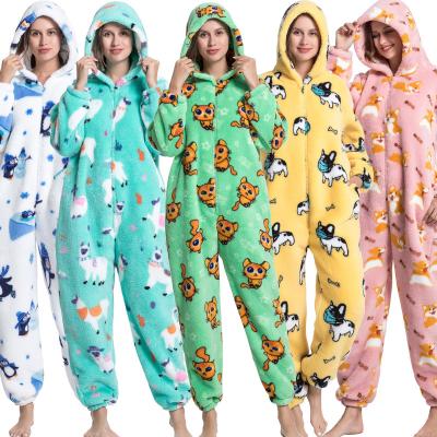 China 2022 Wearables New Hooded Adult Printed TV Flannel Onesie Wearable Cute Adult Fleece Onesie for sale