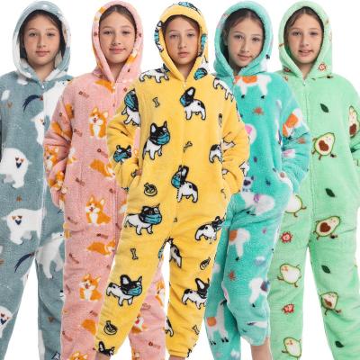 China 2022 Wearable New Hooded Adult Printed TV Flannel Onesie Child Cute Wearable Adult Fleece Halloween Christmas Onesie for sale