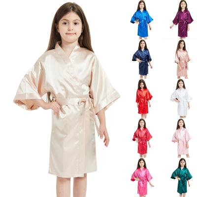 China WH35 Wholesale QUICK DRY Children's Custom Solid Color Spa Party Wedding Birthday with Gold Glitter Silk Satin Kimono Bridesmaid for sale