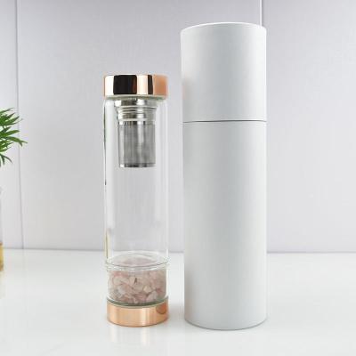 China Sustainable customizable color 500ml Coffee Travel clear glass Tumbler with  bamboo lid for sale