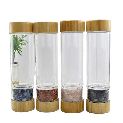 China Sustainable wholesale 400ml Custom coloured glass eco bamboo lid office Vacuum Tumbler for sale