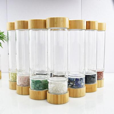 China Sustainable custom Logo good quality 400ml colorful fashion glass Tumbler With bamboo Lid for sale