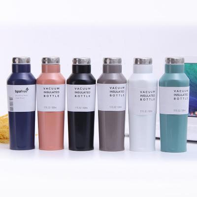 China Sustainable Custom 530ml bpa free gym stainless Vacuum sport water bottle with cover for sale