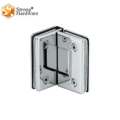 China Modern Square Stainless Steel Glass Shower Hinge Bathroom Clip 90 Degree Hotel Bathroom Hardware for sale