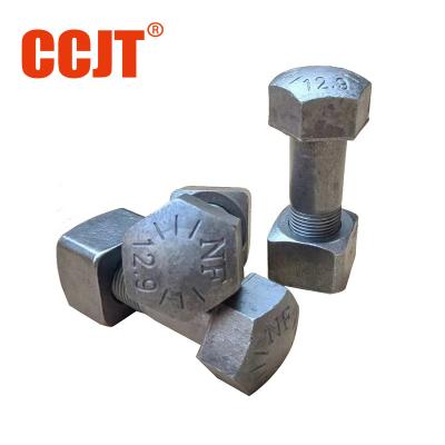 China 40Cr Material 12.9 Grade Excavator and Bulldozer Track Shoe Bolt Nut High Hardness Segment Plow Bolt and Nut for sale