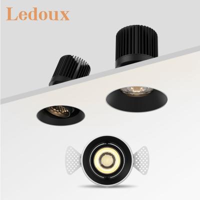 China LEDOUX Modern High End Aluminum Black Adjustable Ceiling Recessed Down Light Indoor 20W 30W LED Downlight for sale