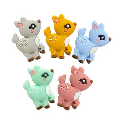 China Soft Toy New Listing BPA Free Cute fawn Animal Focal Loose Silicone Bead For BallPen Making for sale