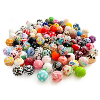 China Soft Toy Wholesale Food Grade 15mm Baby Teething Necklace Leopard Printed Silicone Beads For DIY Jewelry Making for sale