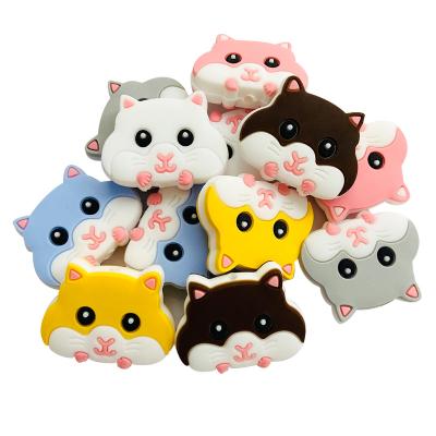 China Soft Toy Popular Design Newborn Teething Sensory DIY Jewelry Chewing Toy Animal Hamster Shaped Silicone Beads for sale