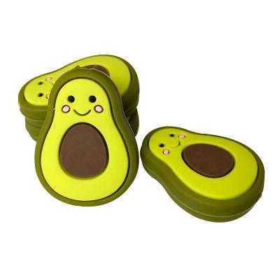 China Soft Toy In Stock BPA Free DIY Pacifier Chain Baby Teething Toys Avocado Silicone Charms Focal Beads For Beadable Pens for sale