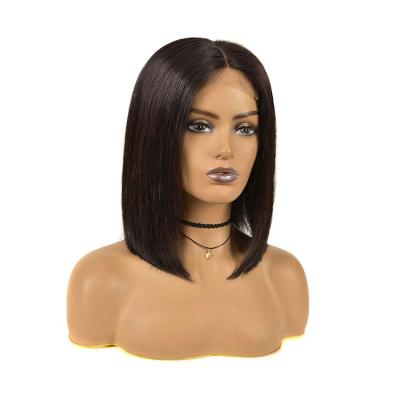 China Hot Selling Bob Style Straight Hair Brazilian Wigs Short Silky Straight Virgin Hair Lace Front Wig 13*4 Bleached Knots for sale